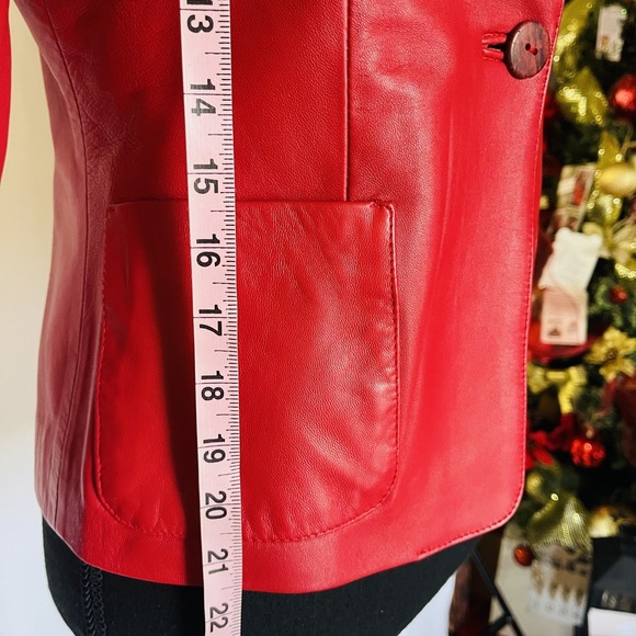 EUC Italian Fine Red Leather Peruzzi Firenze Women Jacket- Vera Pelle - Size 42 - Picture 4 of 15